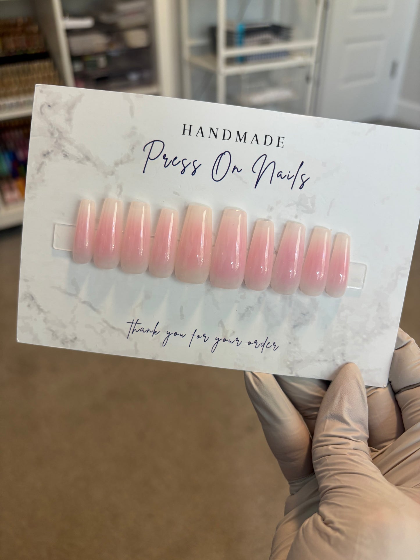 Pink and white aura nails